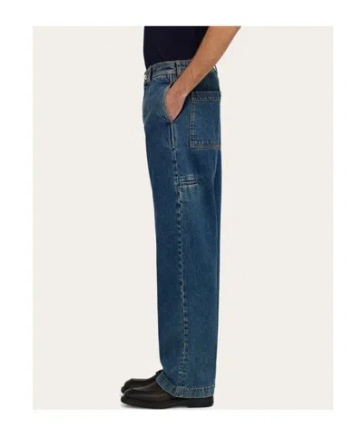 Ferragamo Pantalones Work In Blue