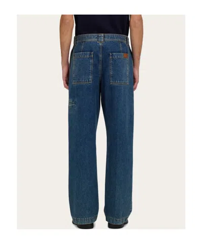 Ferragamo Pantalones Work In Blue