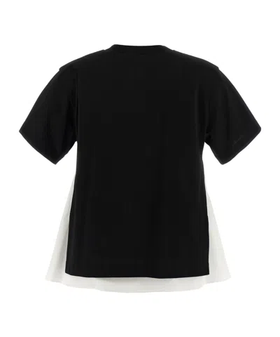 Sacai T-shirt Double Layer In Black