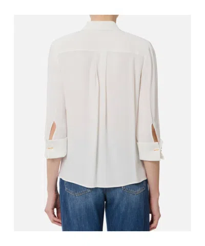 Elisabetta Franchi Ivory Long-sleeved Shirt With Classic Collar In Multi