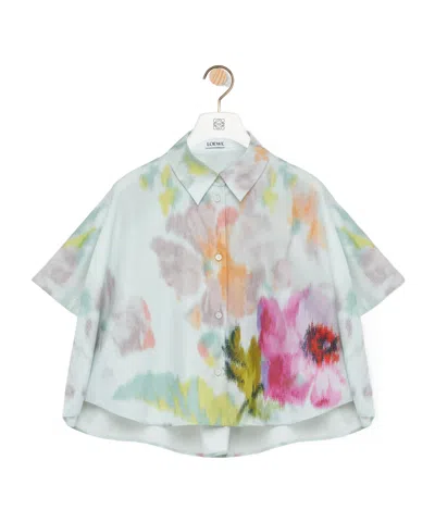 Loewe Short Sleeve Trapeze Shirt In Cotton And Silk In White