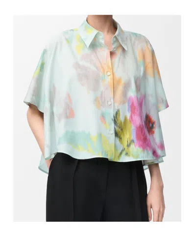 Loewe Short Sleeve Trapeze Shirt In Cotton And Silk In White