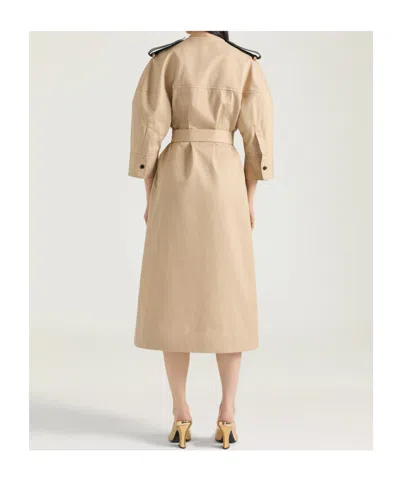 Givenchy Dress In Coton With Leather Details In Neutral