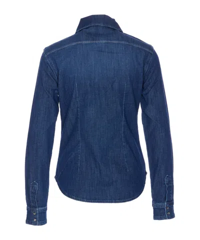 Liu •jo Denim Shirt With Crystals And Studs In Blue