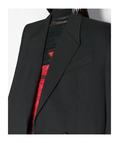 Mugler Wool Coat In Black
