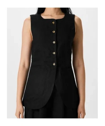 Posse Womens Black Emma Two-patch-pockets Linen Vest In Black