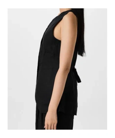 Posse Womens Black Emma Two-patch-pockets Linen Vest In Black