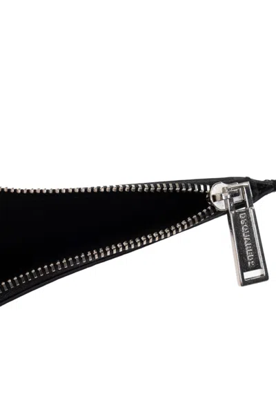 Dsquared2 Zip-top Leather Cardholder In Black