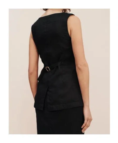 Posse Womens Black Emma Two-patch-pockets Linen Vest In Black
