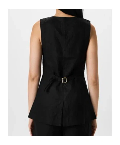 Posse Womens Black Emma Two-patch-pockets Linen Vest In Black