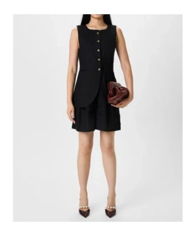 Posse Womens Black Emma Two-patch-pockets Linen Vest In Black