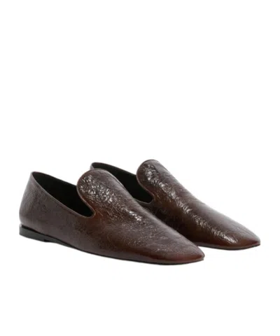 Jil Sander Squared Toe Loafer In Dark Earth In Brown