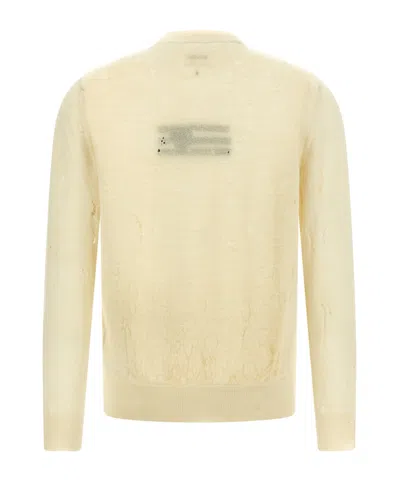 Mm6 Maison Margiela Crew Neck Distressed Graphic Print Sweater