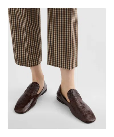 Jil Sander Squared Toe Loafer In Dark Earth In Brown