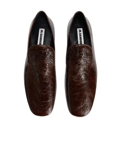 Jil Sander Squared Toe Loafer In Dark Earth In Brown