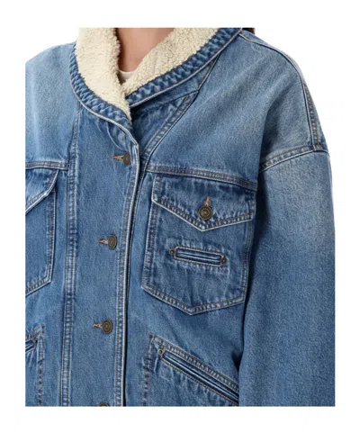 Isabel Marant Étoile Pimia Sherpa-collar Denim Jacket In Blue