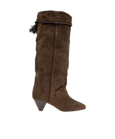 Isabel Marant Elita Suede Knee-high Boots In Brown
