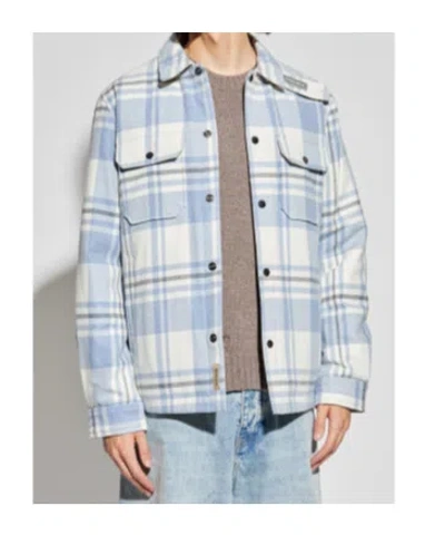 Woolrich Plaid Logo Jacket With Structured Collar In Multi