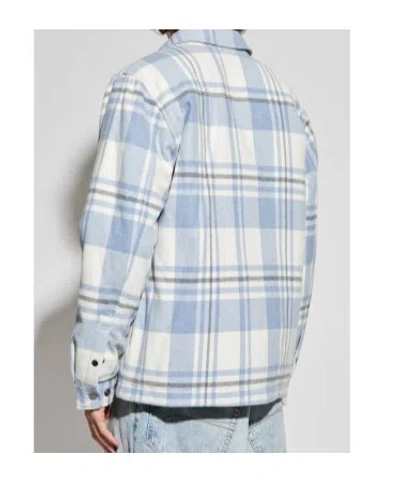 Woolrich Plaid Logo Jacket With Structured Collar In Multi