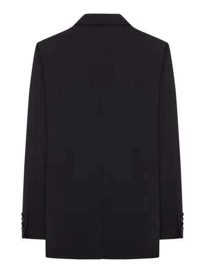 Saint Laurent Black Grain De Poudre Wool Tuxedo Jacket In Black