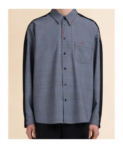 Marni Check-patterned Long-sleeve Shirt In Blue