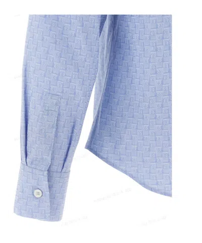 Ferragamo Logo Monogram Button-up Shirt In Blue