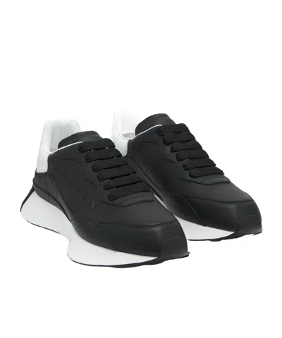 Alexander Mcqueen Black Low Top Sneakers With Chunky Sole And Contrasting Heel In Leather Man