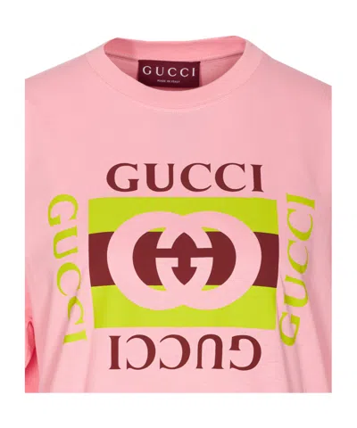 Gucci Logo-printed Short-sleeved T-shirt In Pink