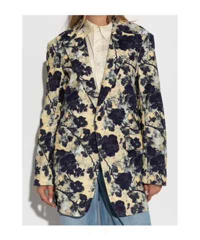 R13 Floral-print Single-breasted Blazer In Neutral