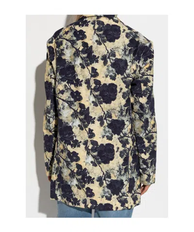 R13 Floral-print Single-breasted Blazer In Neutral