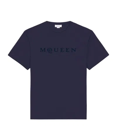 Alexander Mcqueen Crew Neck T-shirt Short Sleeves In Blue