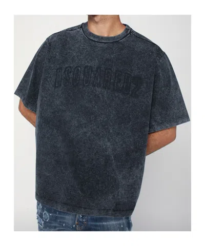 Dsquared2 Washed Grey T-shirt With Logo Men In Gray