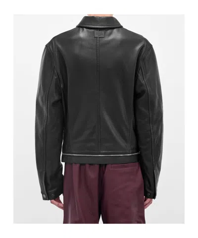 Acne Studios Long Sleeve Leather Jacket In Black