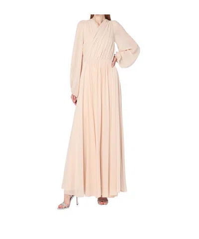 Alberta Ferretti Silk Georgette Draped Detailing Floor-length Dress In Pink