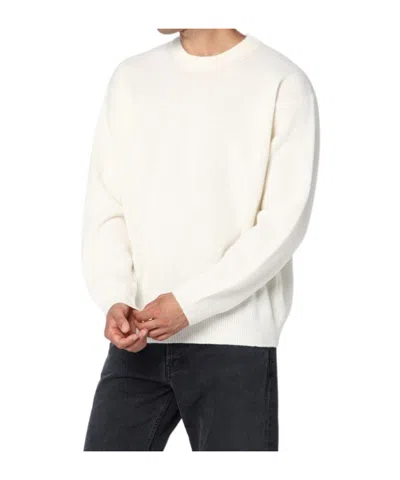 Roberto Collina Crew Neck Cotton Blend Brushed Sweater In White