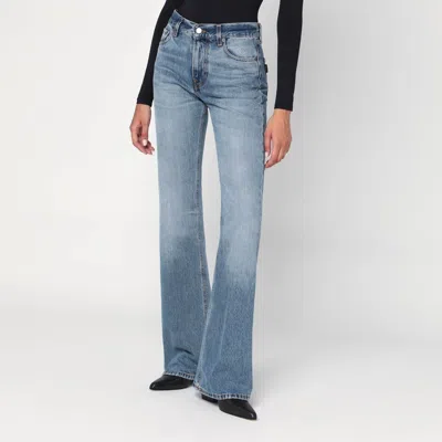 Haikure Flared Flora Jeans In Blue With Washed Effect In Blue