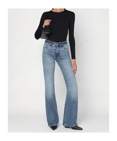 Haikure Flared Flora Jeans In Blue With Washed Effect In Blue