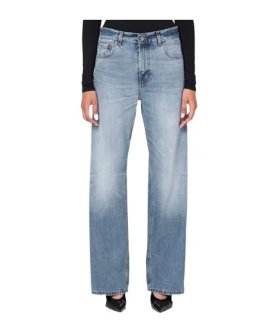 Haikure Wide Blue Washed Effect Jeans In Blue