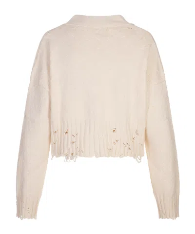 Marni Long-sleeved Knitted Cardigan In Neutral