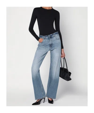 Haikure Wide Blue Washed Effect Jeans In Blue
