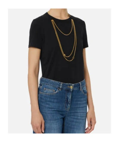 Elisabetta Franchi Logo T-shirt With Chain Detail And Charms
