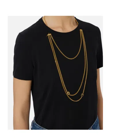 Elisabetta Franchi Logo T-shirt With Chain Detail And Charms