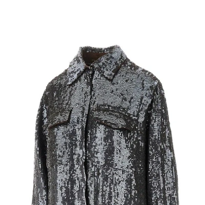 P.a.r.o.s.h Long Sleeve Top With Chest Pockets And Sequins In Black