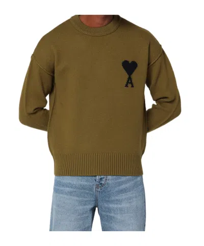 Ami Alexandre Mattiussi Ami Paris Bronze Ami De Coeur Wool Jumper In Brown