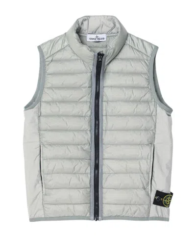 Stone Island Junior Logo Patch Padded Vest In Gray