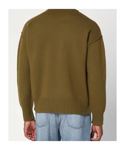 Ami Alexandre Mattiussi Ami Paris Bronze Ami De Coeur Wool Jumper In Brown