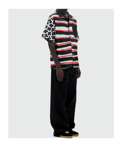 Msgm Mixed-print Poplin Shirt In Black