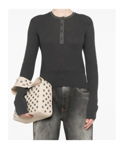 Jw Anderson Waffle-knit Sweater In Gray