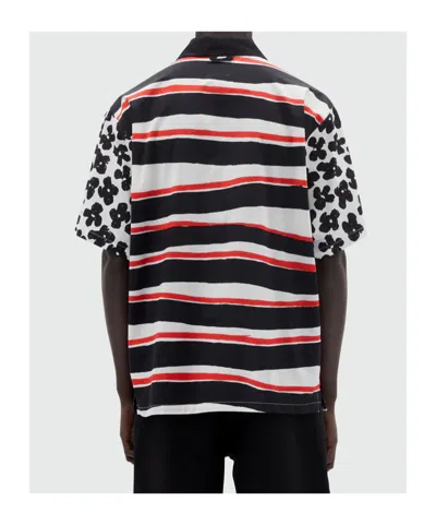 Msgm Mixed-print Poplin Shirt In Black