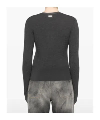 Jw Anderson Waffle-knit Sweater In Gray